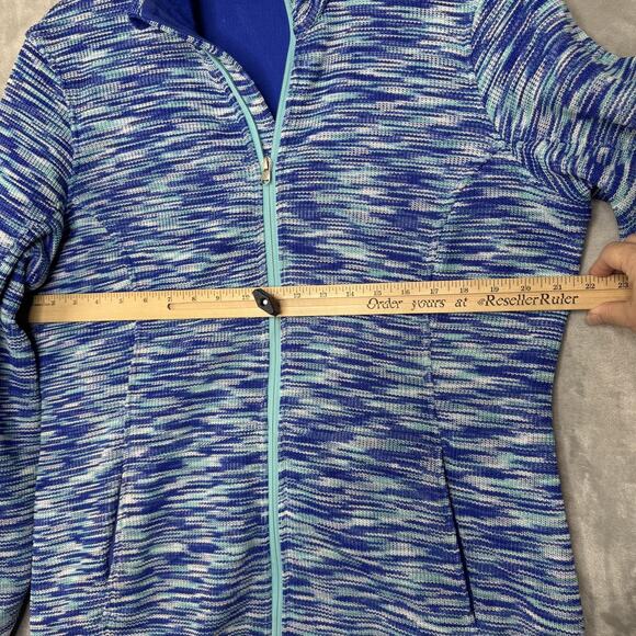 Spyder Jacket Womens XL Blue Aqua Full Zip Sweater Fleece Stand Collar Space Dye - Picture 10 of 12